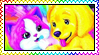 stamp of Lisa Frank pink kitten and yellow lab