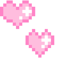 two tiny rotating pixel hearts
